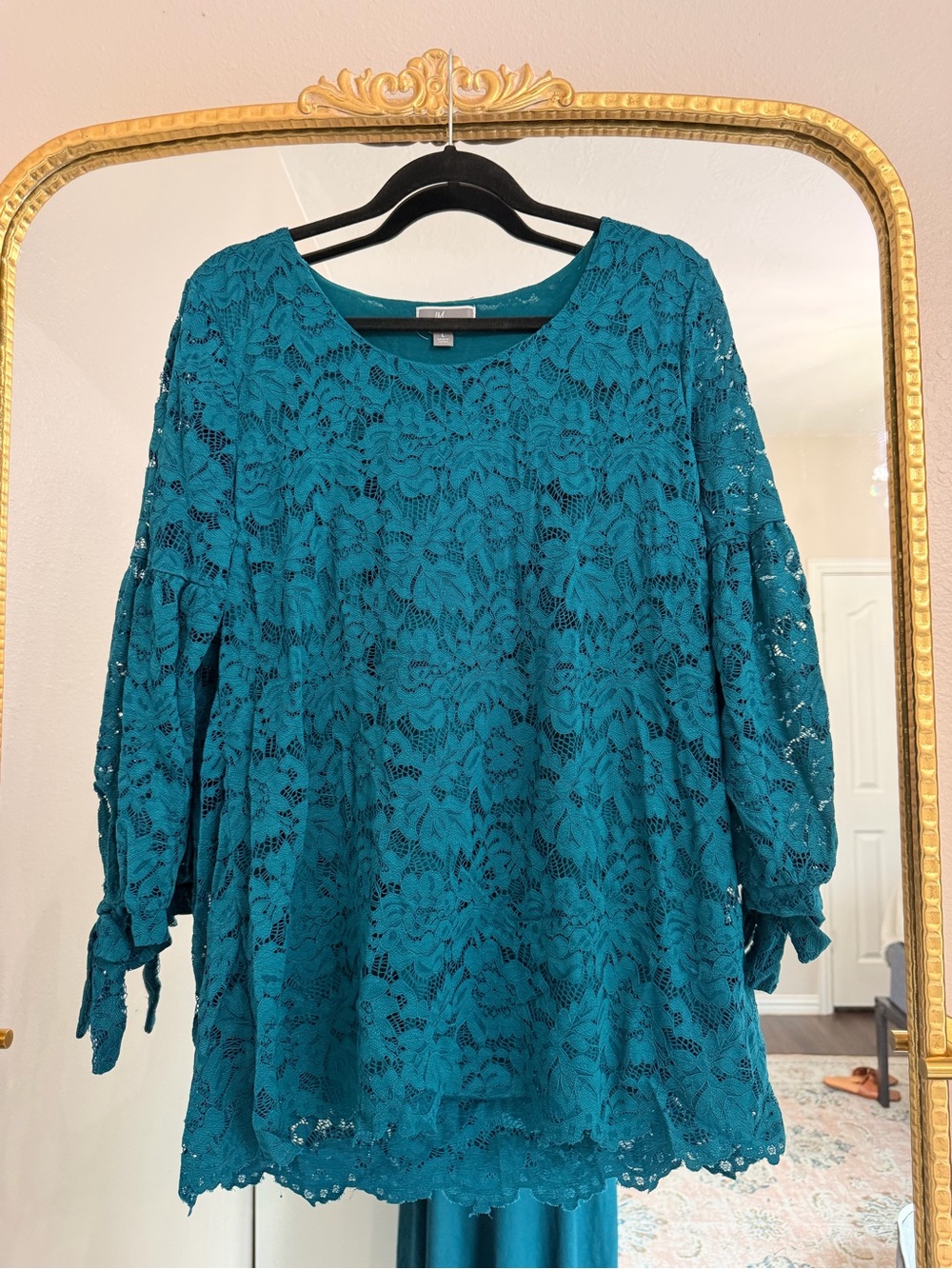 JM Collection Teal Top with Round Neck